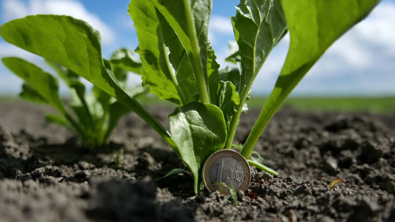 사탕수수 재배 수익, 유로 동전과 의 농작물의 개념적 이미지