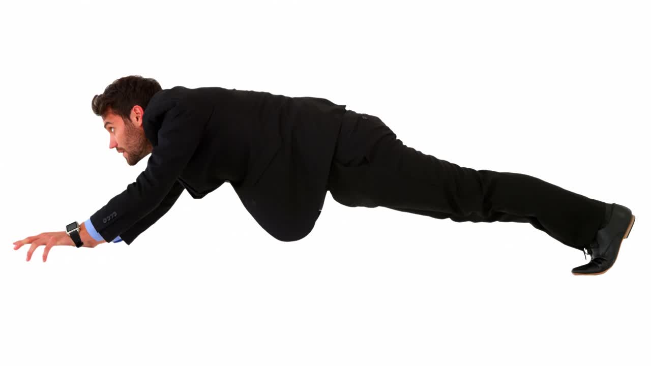 사업가들이 푸시업을 하고 있습니다.