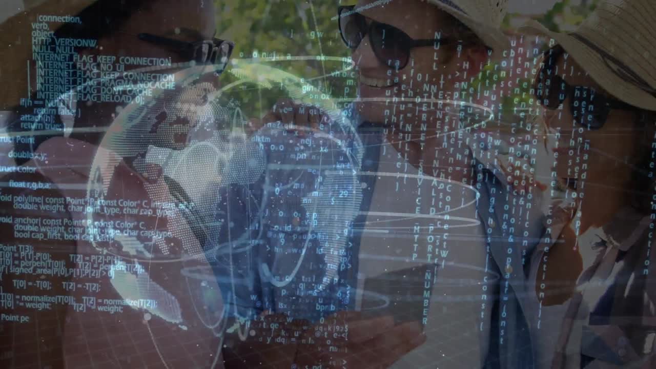 animación del globo y procesamiento de datos financieros sobre el almacén