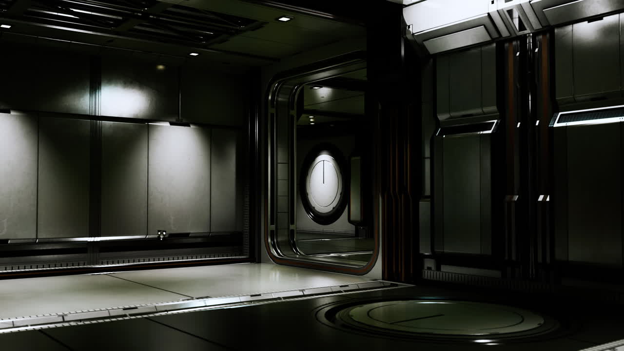 corredor de nave espacial realista y futurista de ciencia ficción