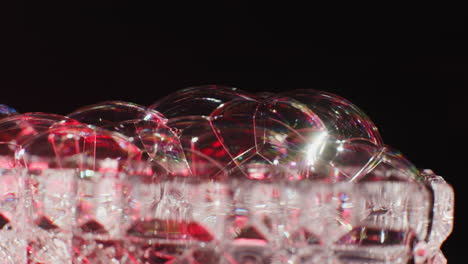close-up of soap bubbles in a crystal dish