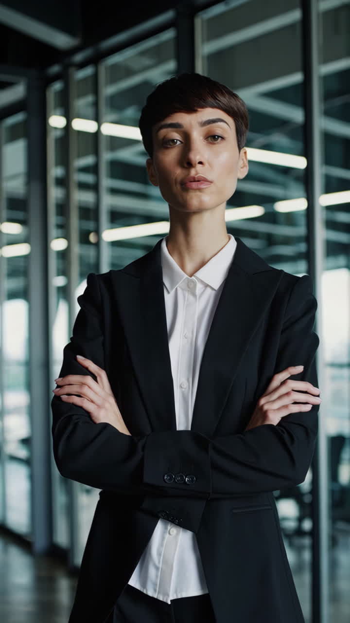 уверенная бизнес-женщина в современном офисе