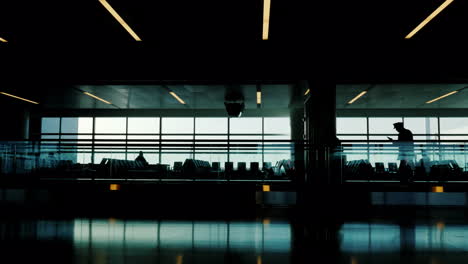 escalator in airport terminal passengers rush to their flights 05