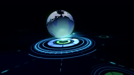 digitally generated circular patterns and planet earth
