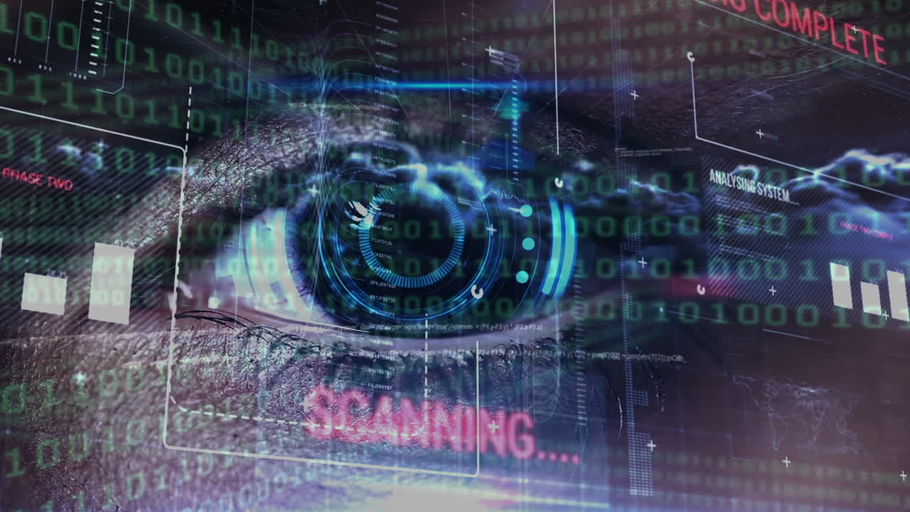 animación del procesamiento de datos digitales ojo femenino