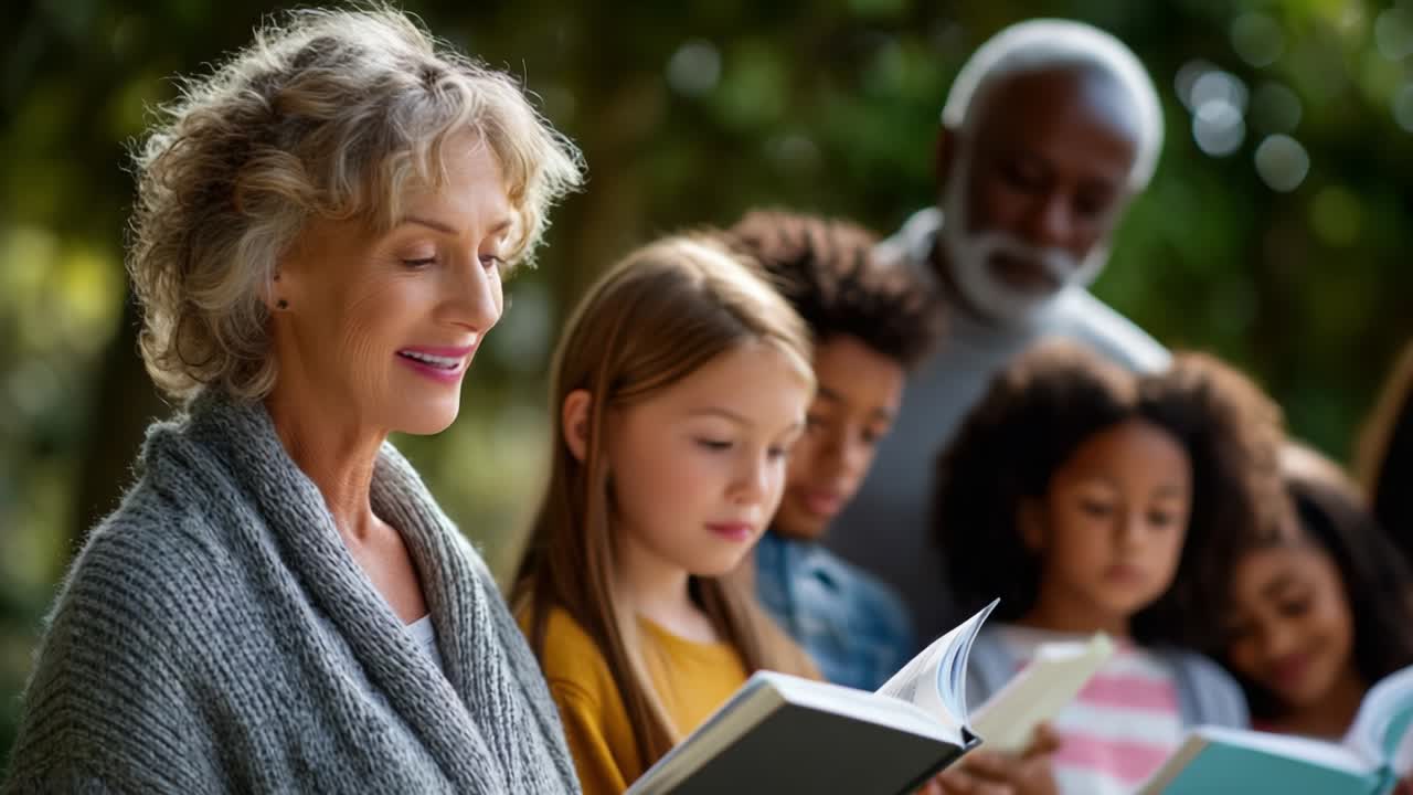 Group of people reading together