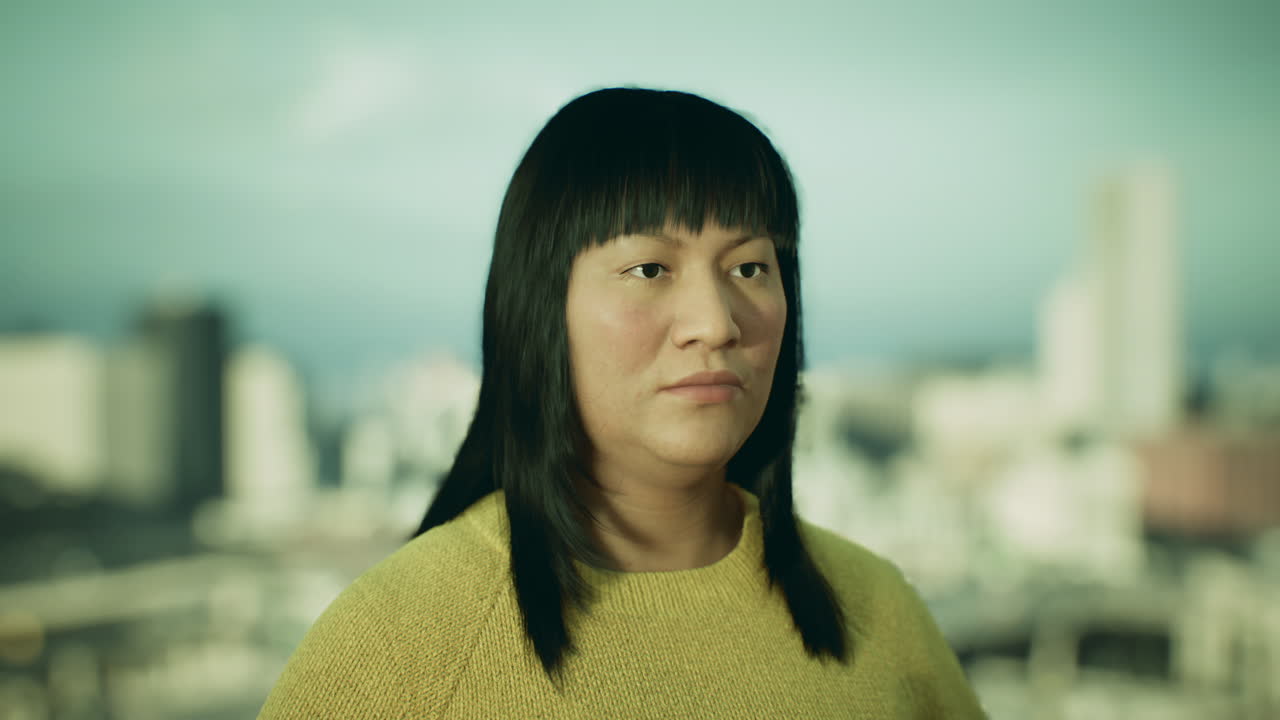 도시에서 멕시코 여성 초상화