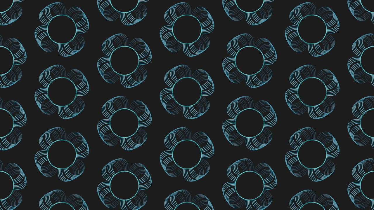 Sleek and modern black and blue metallic circles in circular pattern