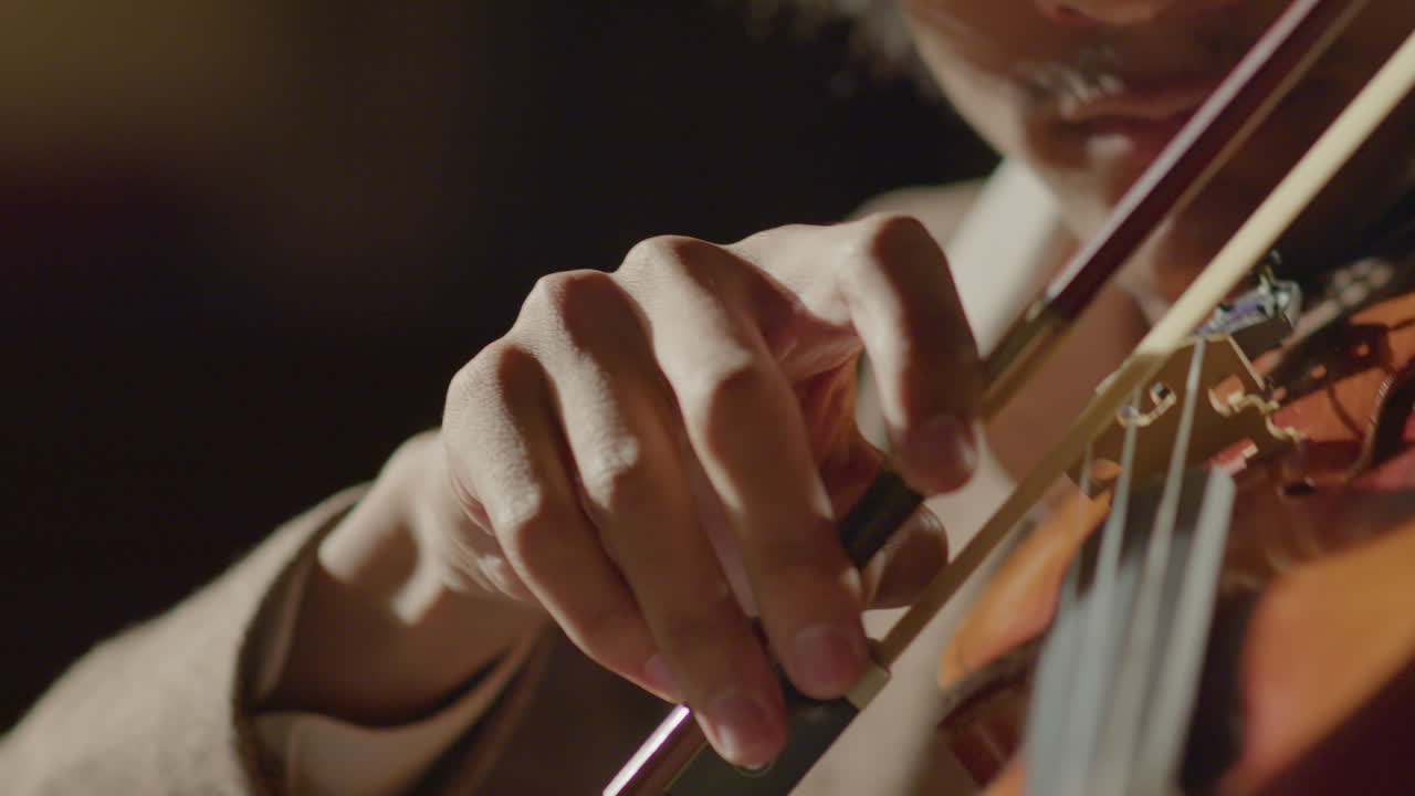 Close Up of Violinist Playing Music