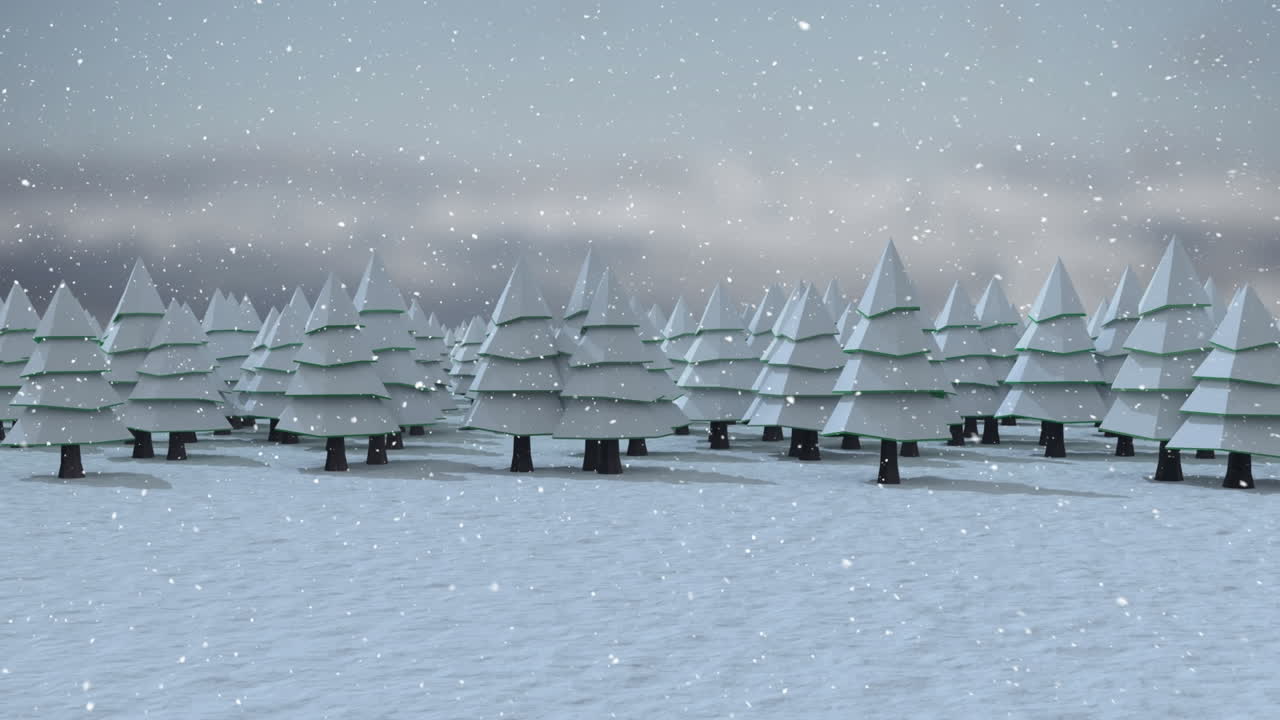 눈이 내리고 소나무들이