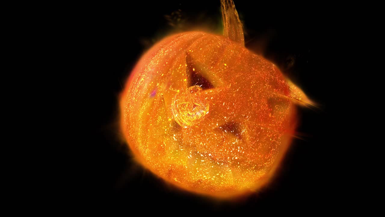 jack o' lantern 3d model animation, halloween theme scary fire pumpkin