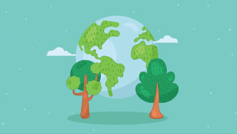 trees forest and planet earth animation