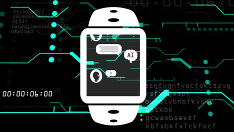 animación de texto, iconos y procesamiento de datos en el reloj inteligente a través de una placa de circuitos