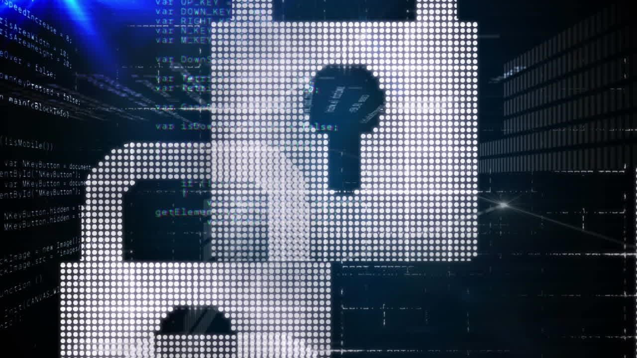 animación de la red de conexiones con iconos de seguridad de candado a través de codificación binaria