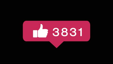 4k social media like thumbs up counter shows clicks over time on a black background green screen