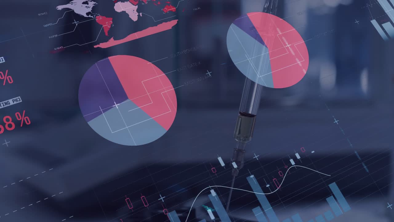 animación del procesamiento de datos sobre la jeringa