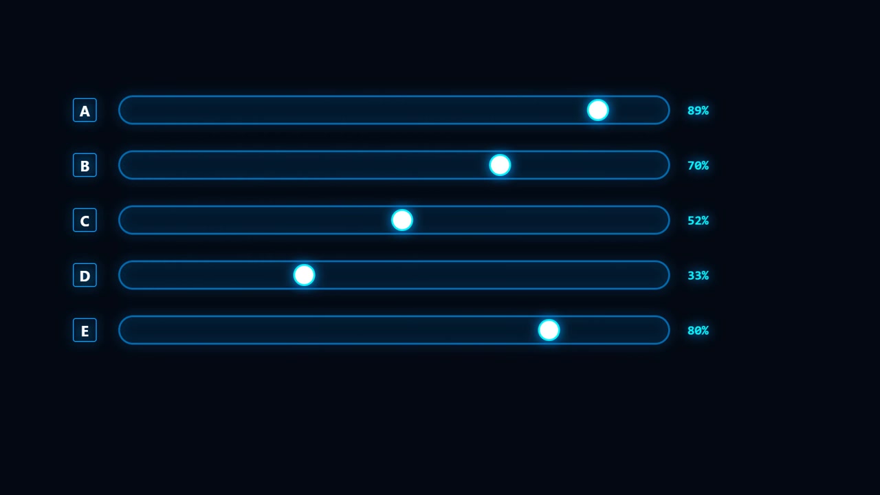 Digital Progress Bar Interface with Five Loading Options