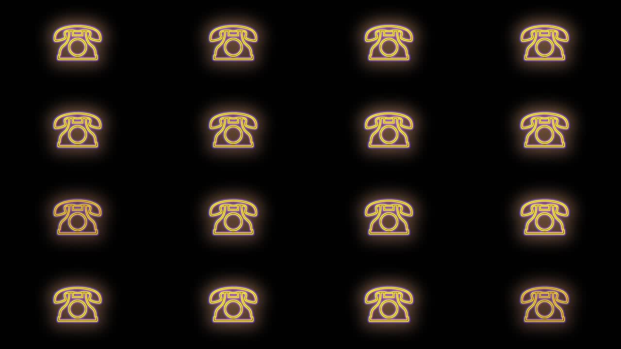 patrón de teléfono retro pulsante con luz de neón en estilo casino