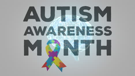 autism awareness month text over digital brain spinning