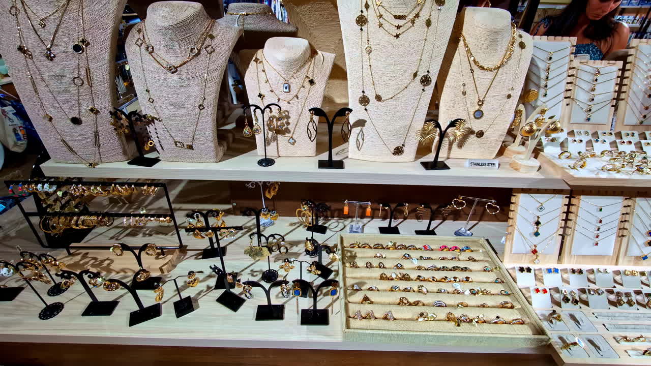 Jewelry display in Greek shop