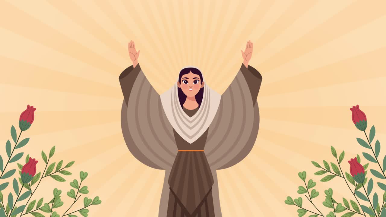 la virgen maría con el vestido marrón