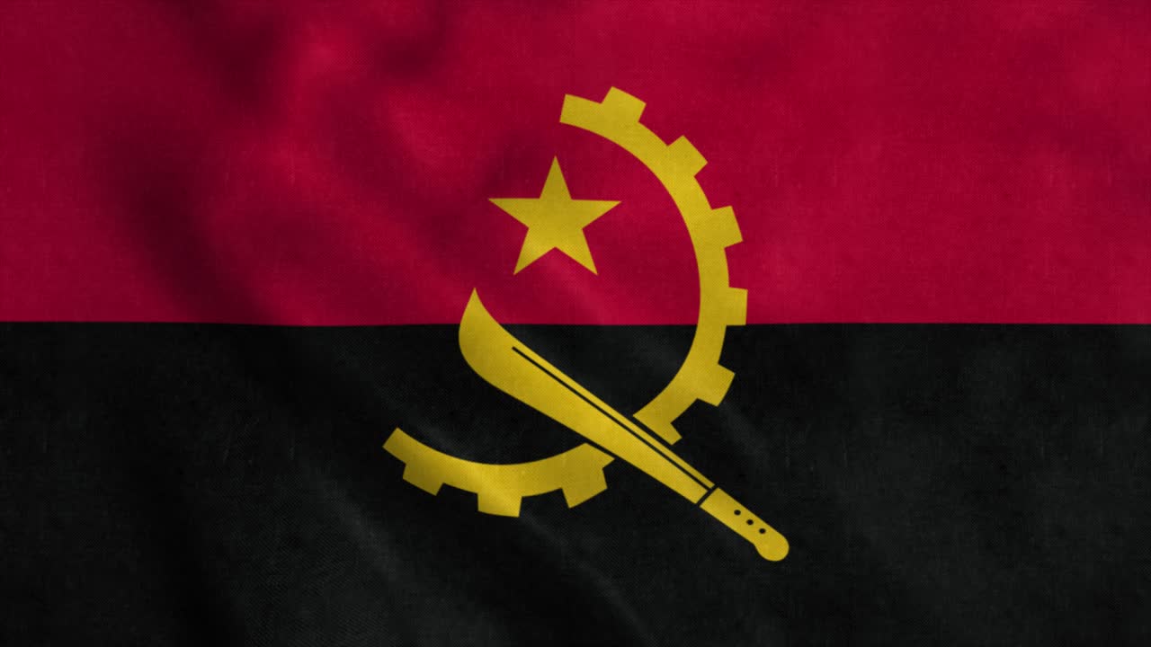 bandera de angola ondeando en el viento. bandera nacional de angola. signo de angola animación de bucle sin costura