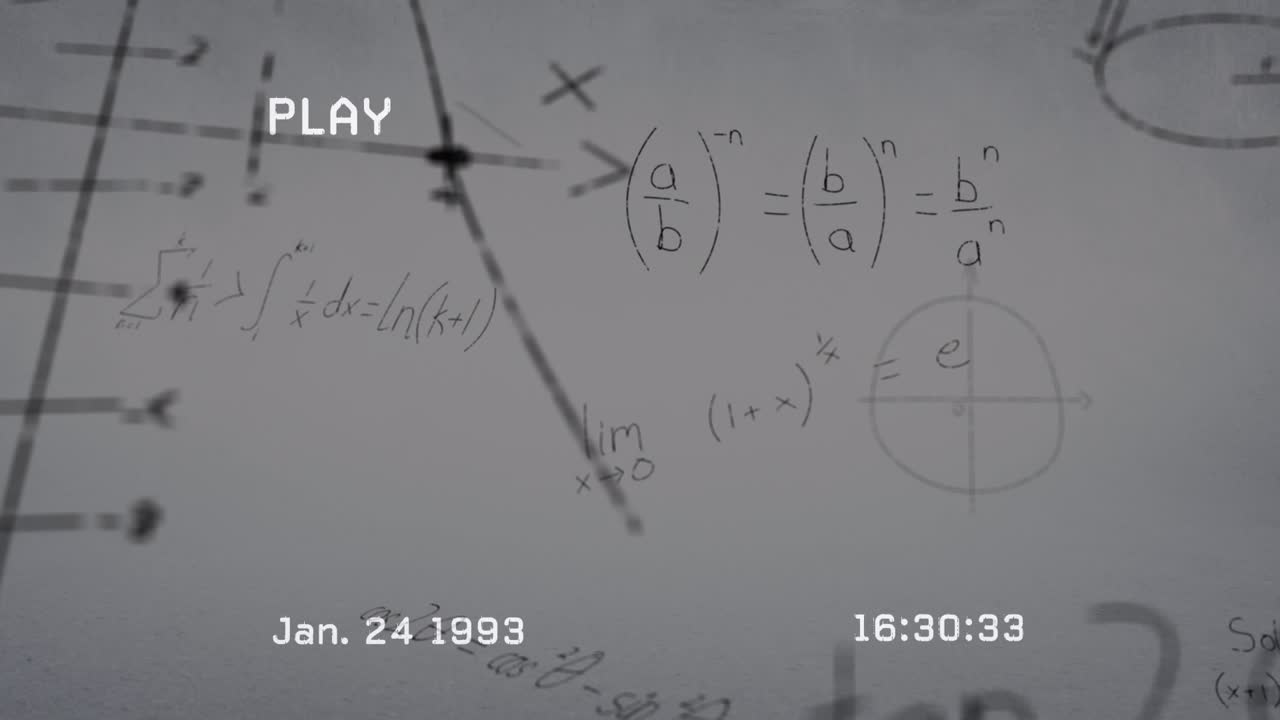 Animation of mathematical formulas over grey background