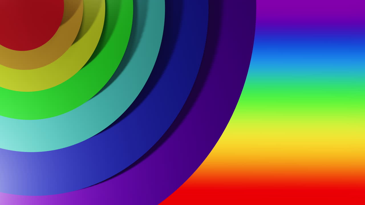 animación de círculos coloridos que se mueven sobre el fondo del arco iris