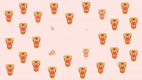 animación de las fauces de los leones sobre un fondo beige