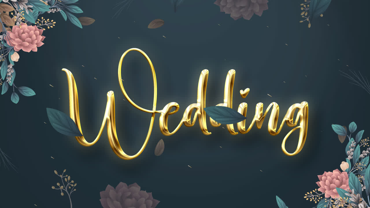 Golden Wedding Invitation with Floral Design