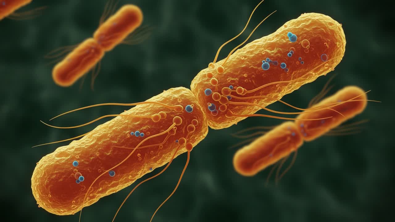 Detailed Microscopic View of Bacteria: Exploring the Structure and Movement of Bacterial Cells Underneath High Magnification