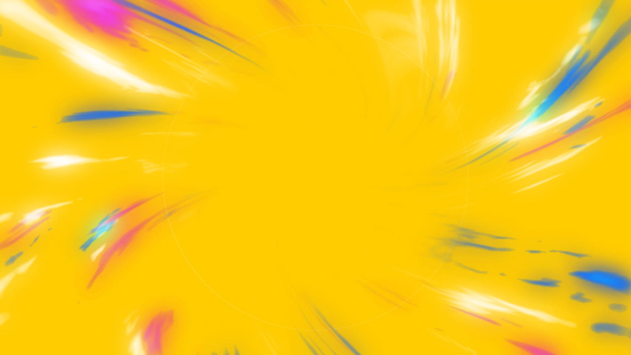animación de círculos pulsantes sobre rastros de luz sobre fondo amarillo