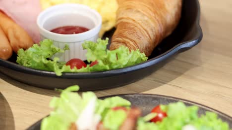 a variety of breakfast and salad dishes