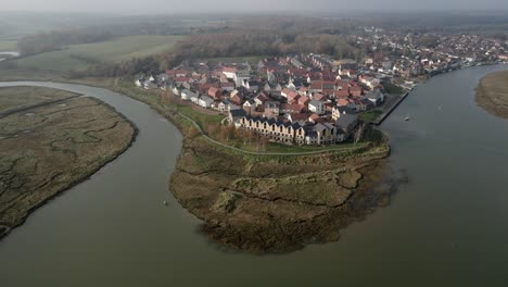 rowhedge essex new housing on river colne drone footage