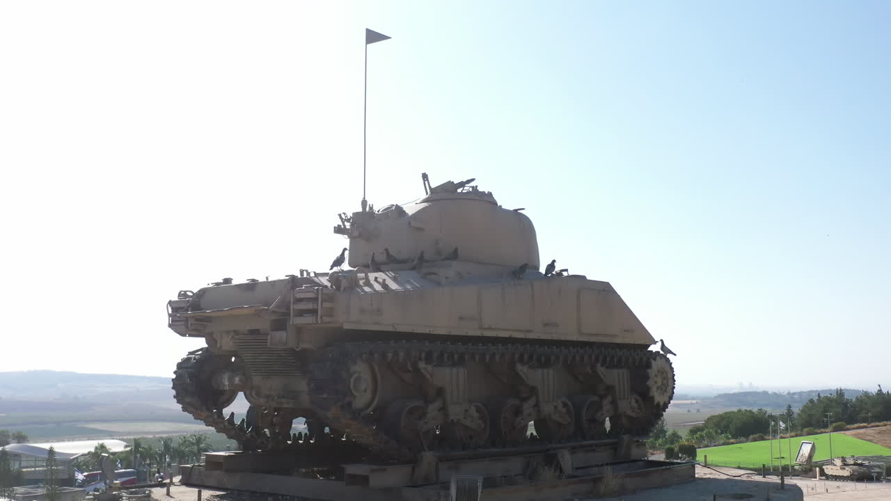 Sherman Tank Memorial Display, Latrun Israel Drone View