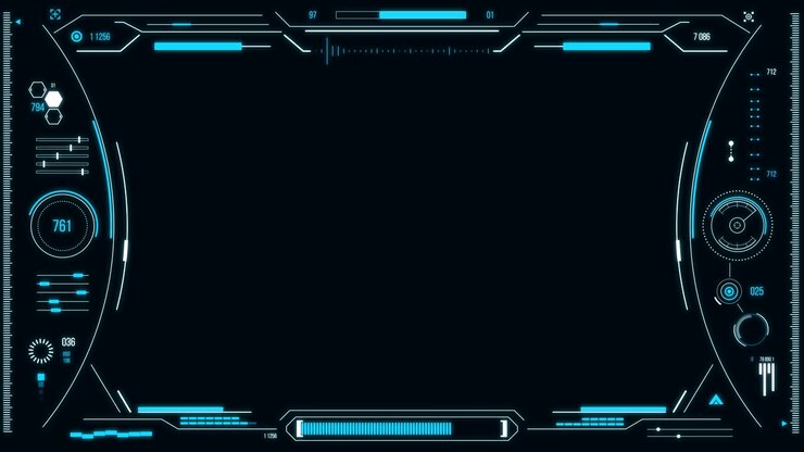 Futuristic user interface with HUD and infographic elements.
