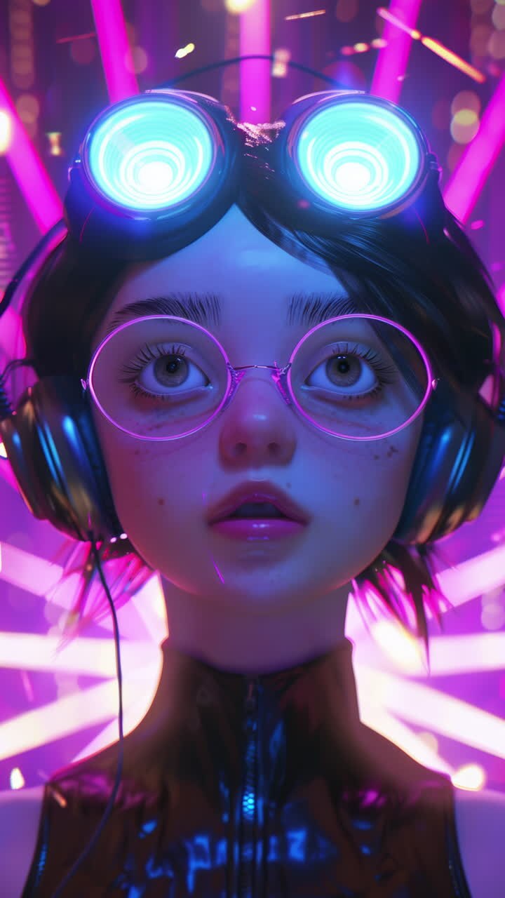 Donna con visori VR realizzata con IA.