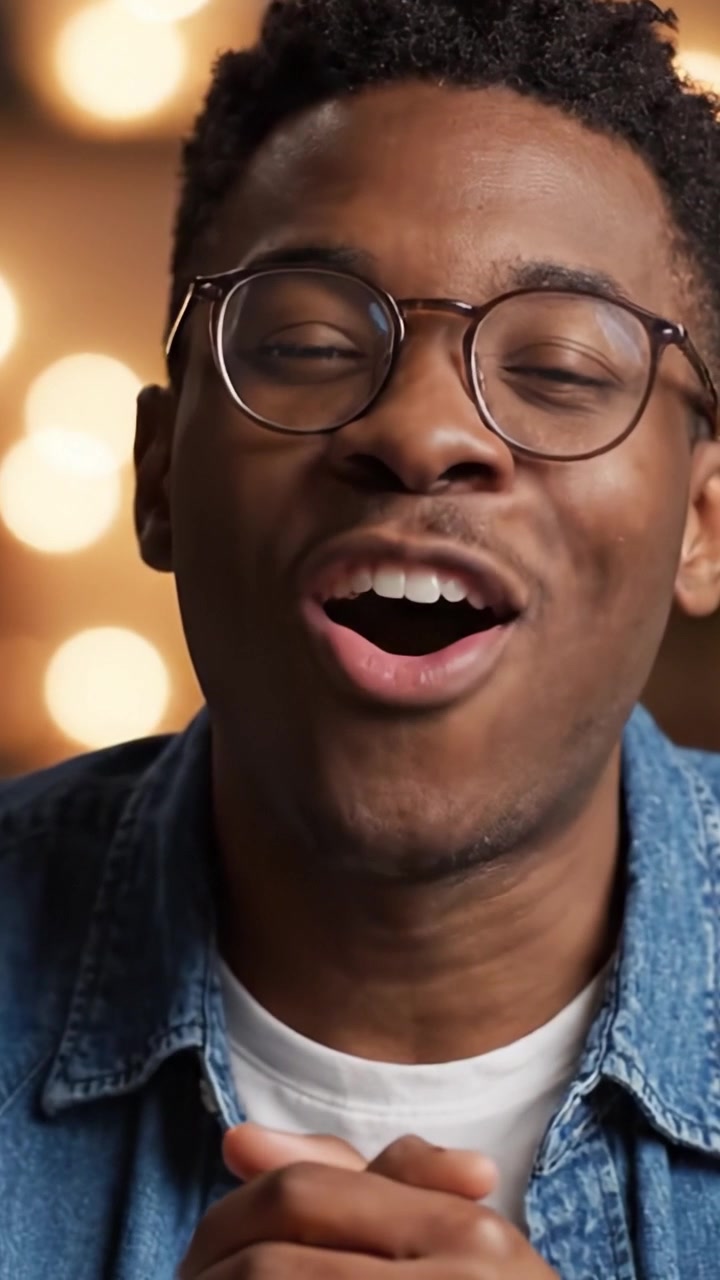 Palestrante Envolvente com um Sorriso Radiante Cativando a Audiência em um Ambiente Acolhedor e Convidativo, Iluminado por Suaves Luzes Bokeh.