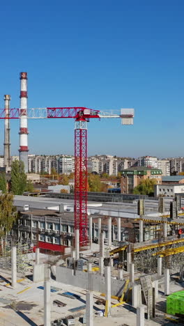 busy industrial construction site. vertical video