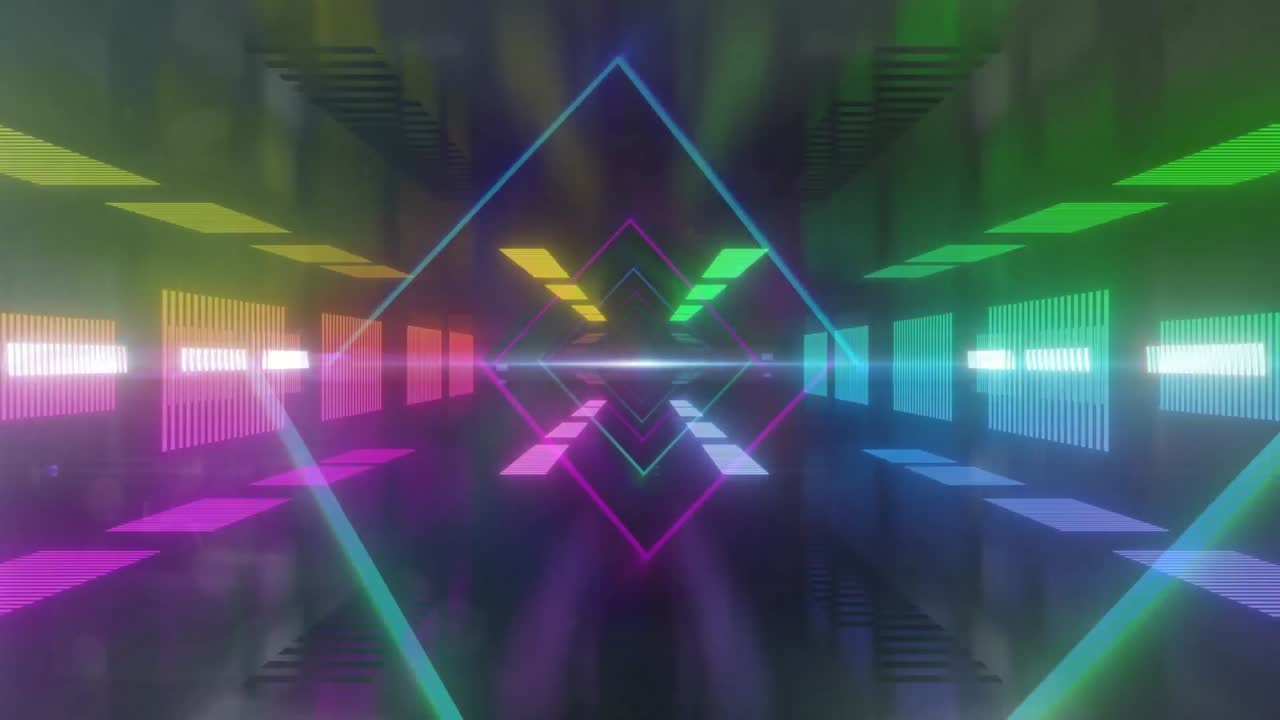 animación de formas de neón sobre un fondo negro