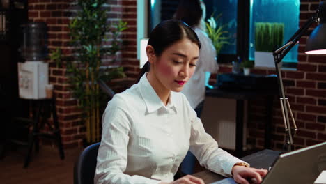 office employee working on strategy research to create financial development