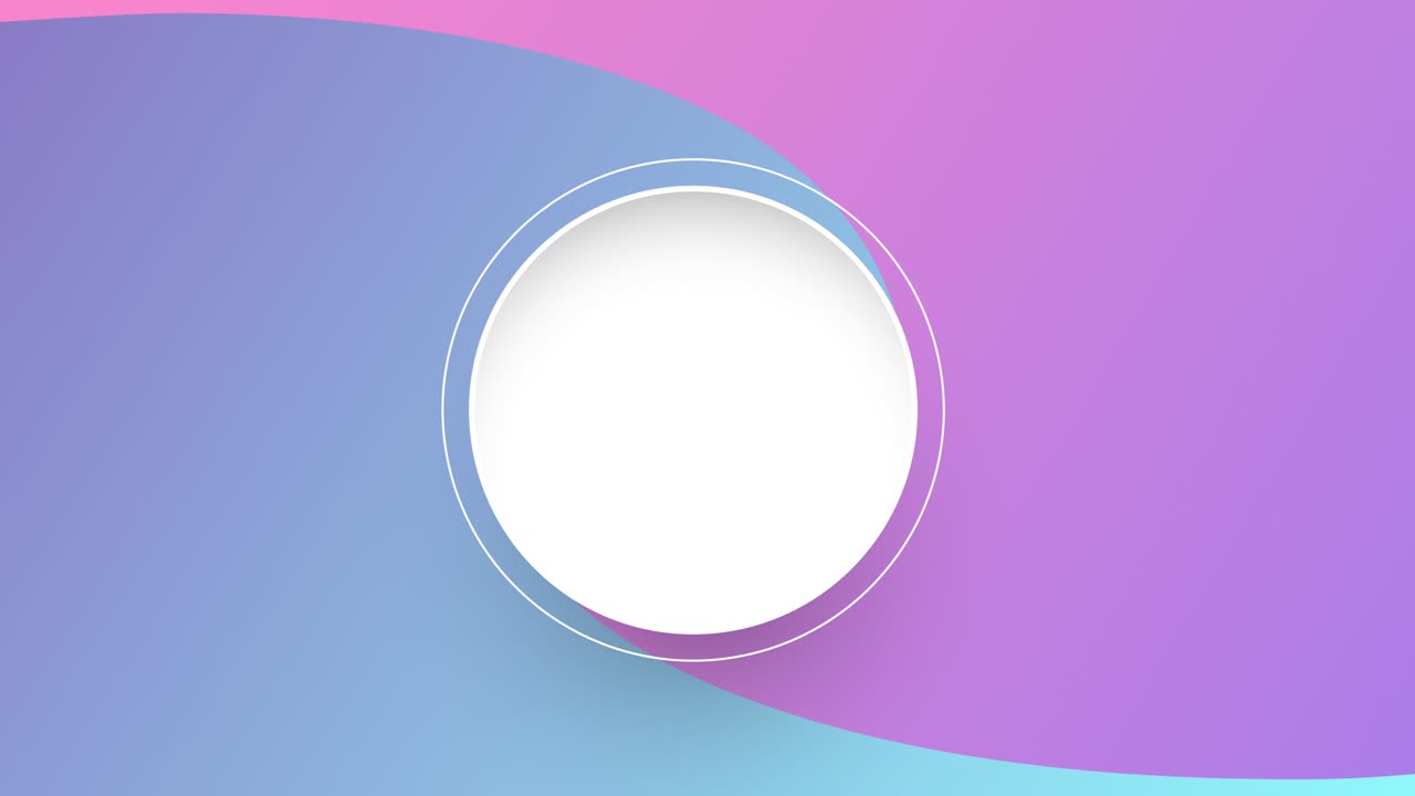 fondo mínimo azul y rosa con redondo blanco giratorio en el medio en video 4k.