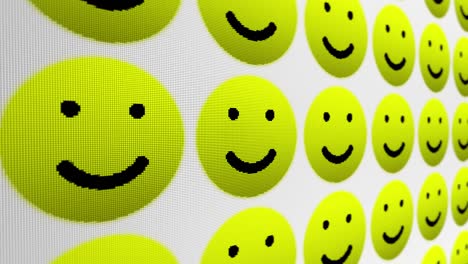 iconos de sonrisa feliz pantalla de píxeles fondo animado