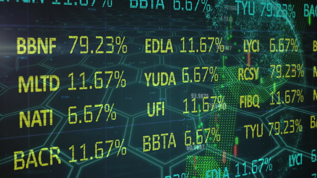animación del procesamiento de datos financieros en todo el mundo