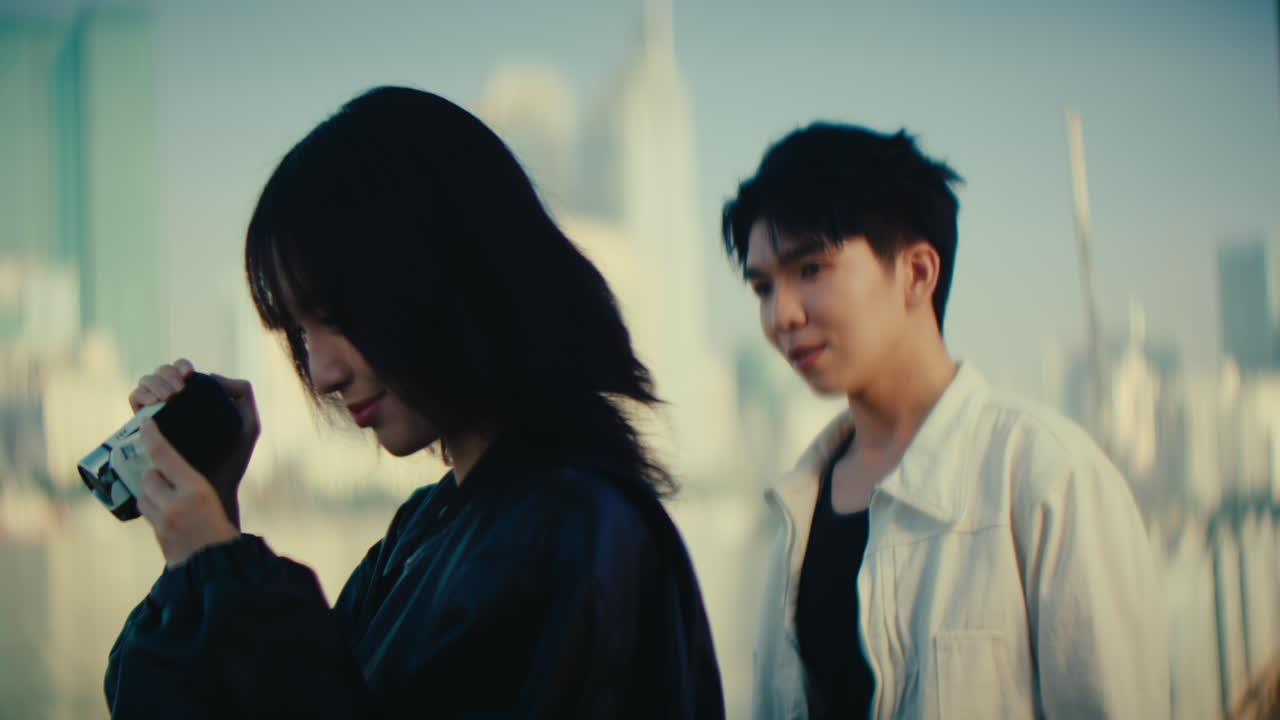Young Couple Enjoying Cityscape Photography