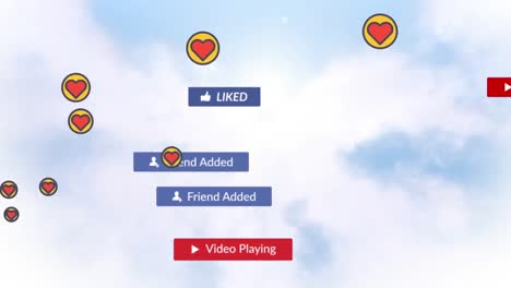Animación-Del-Texto-De-Las-Redes-Sociales-En-Pancartas-Con-íconos-Digitales-Sobre-El-Fondo-Del-Cielo