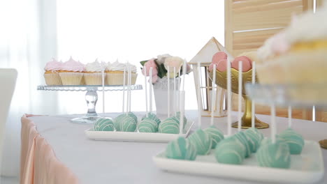 delicious sweet buffet with cupcakes