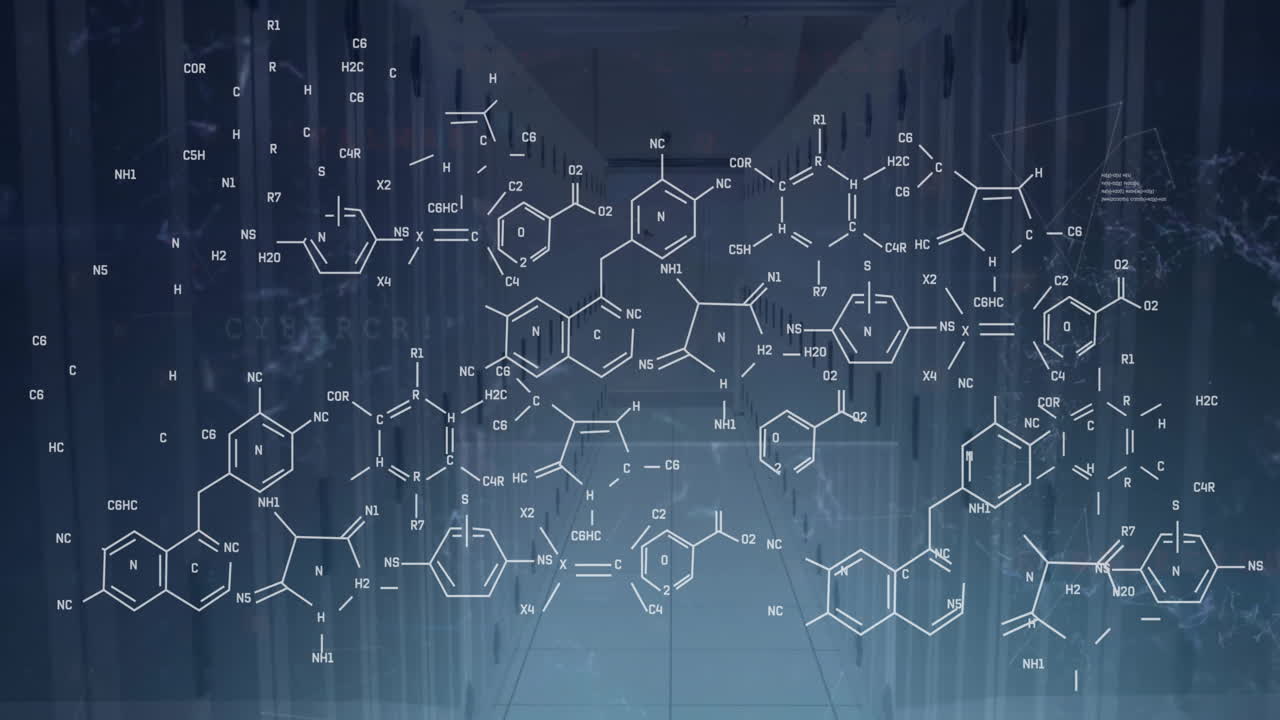 컴퓨터 서버를 통해 과학 데이터 처리의 애니메이션