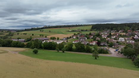 aerial view of a small village in a rural area