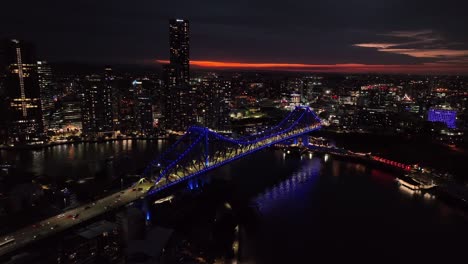 establishing drone shot of brisbane city's story bridge